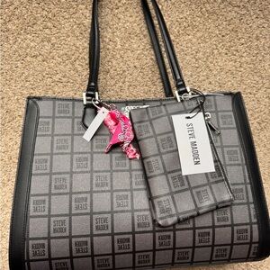 Steve Madden Black and Gray Women's Tote Bag